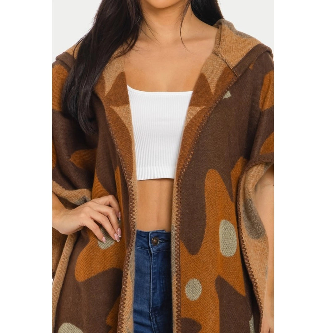 Charlotte Hooded Open Cardigan Poncho (Lightweight)