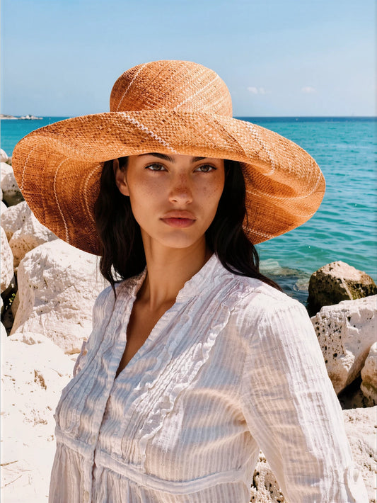 Raffia Straw Lightweight Sun Hat - Brown