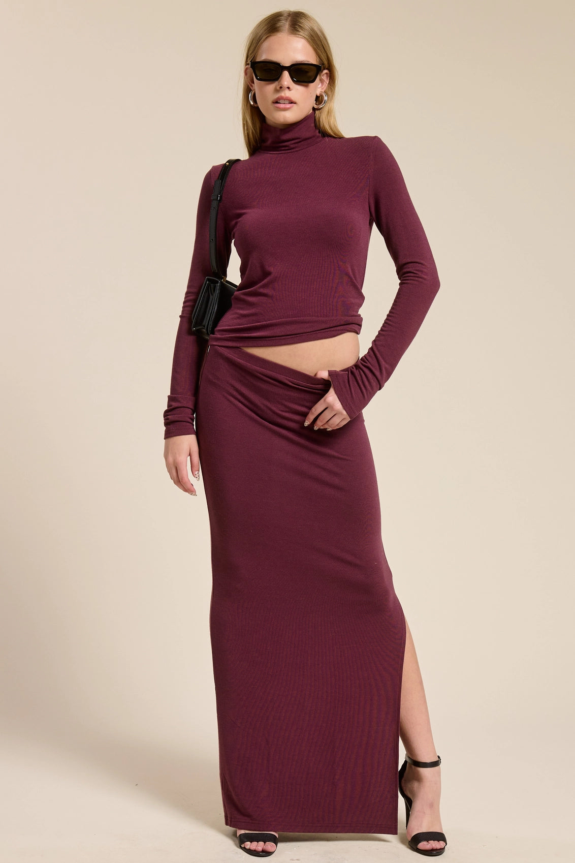Turtleneck Top and Maxi Skirt (2 Colors)