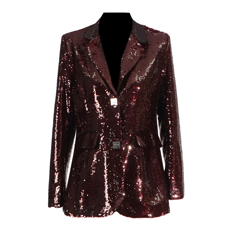 Sequin Fitted Waist Blazer