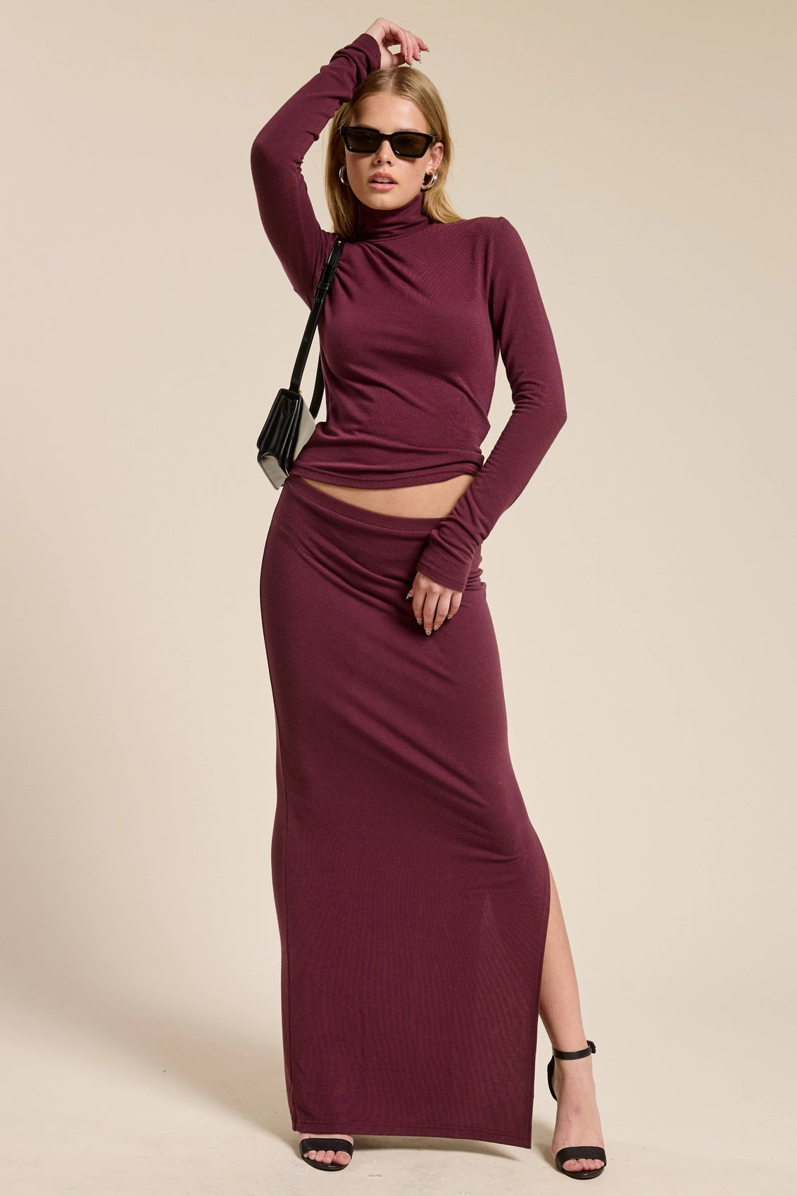 Turtleneck Top and Maxi Skirt (2 Colors)