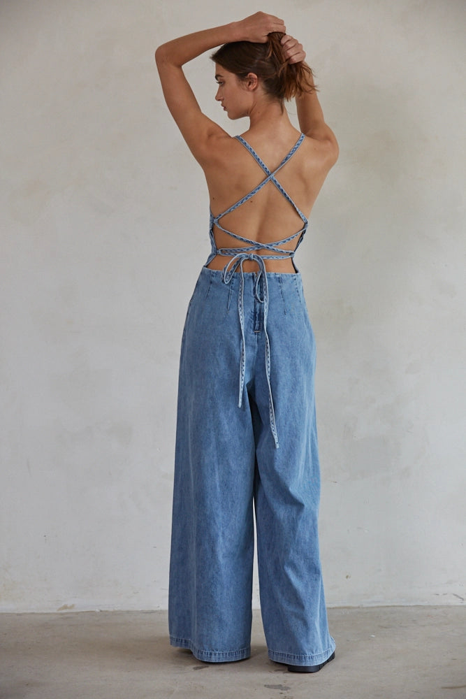 Denim Wide Leg Jumpsuit