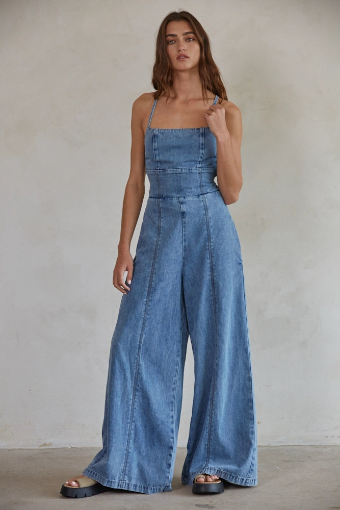 Denim Wide Leg Jumpsuit