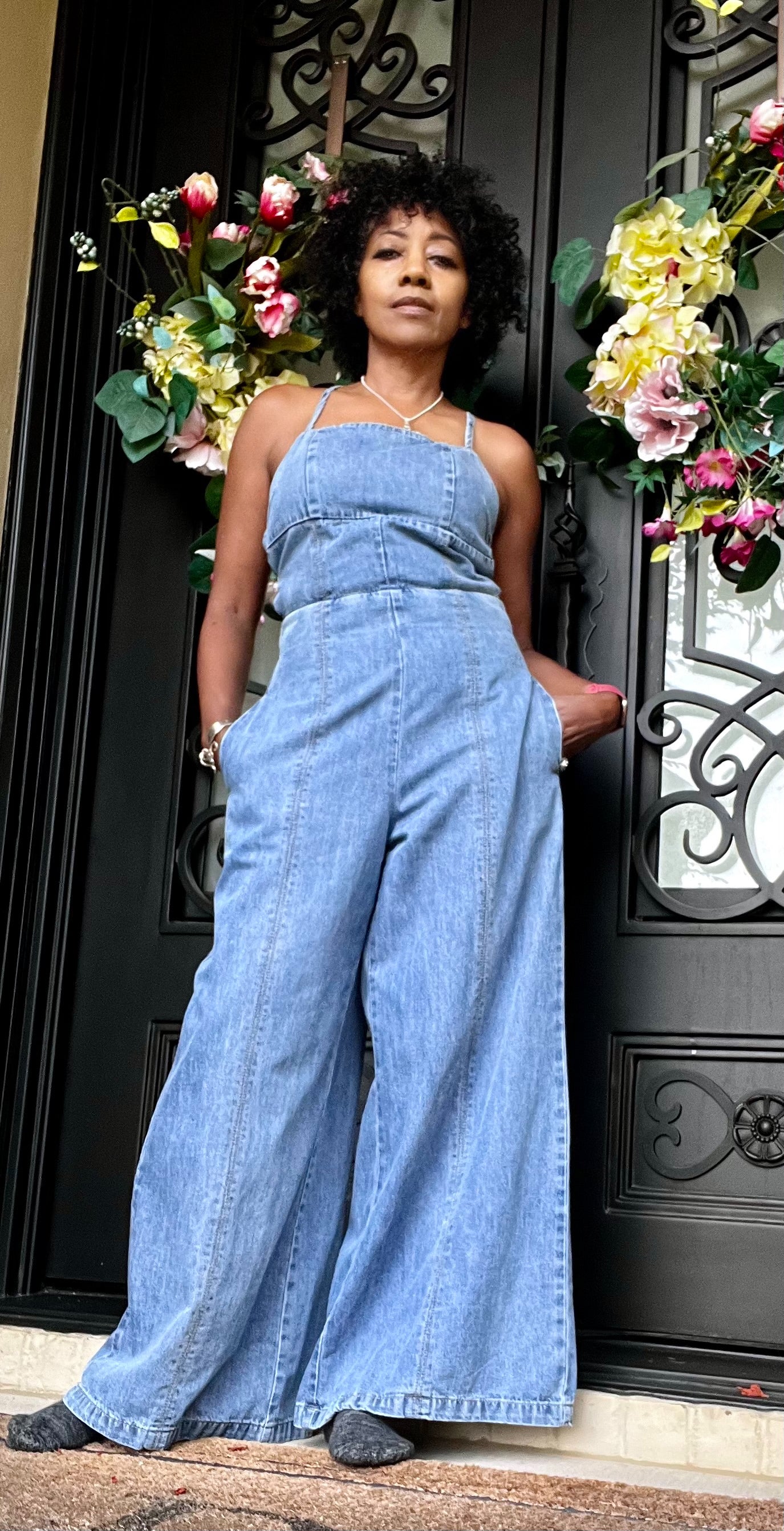 Denim Wide Leg Jumpsuit