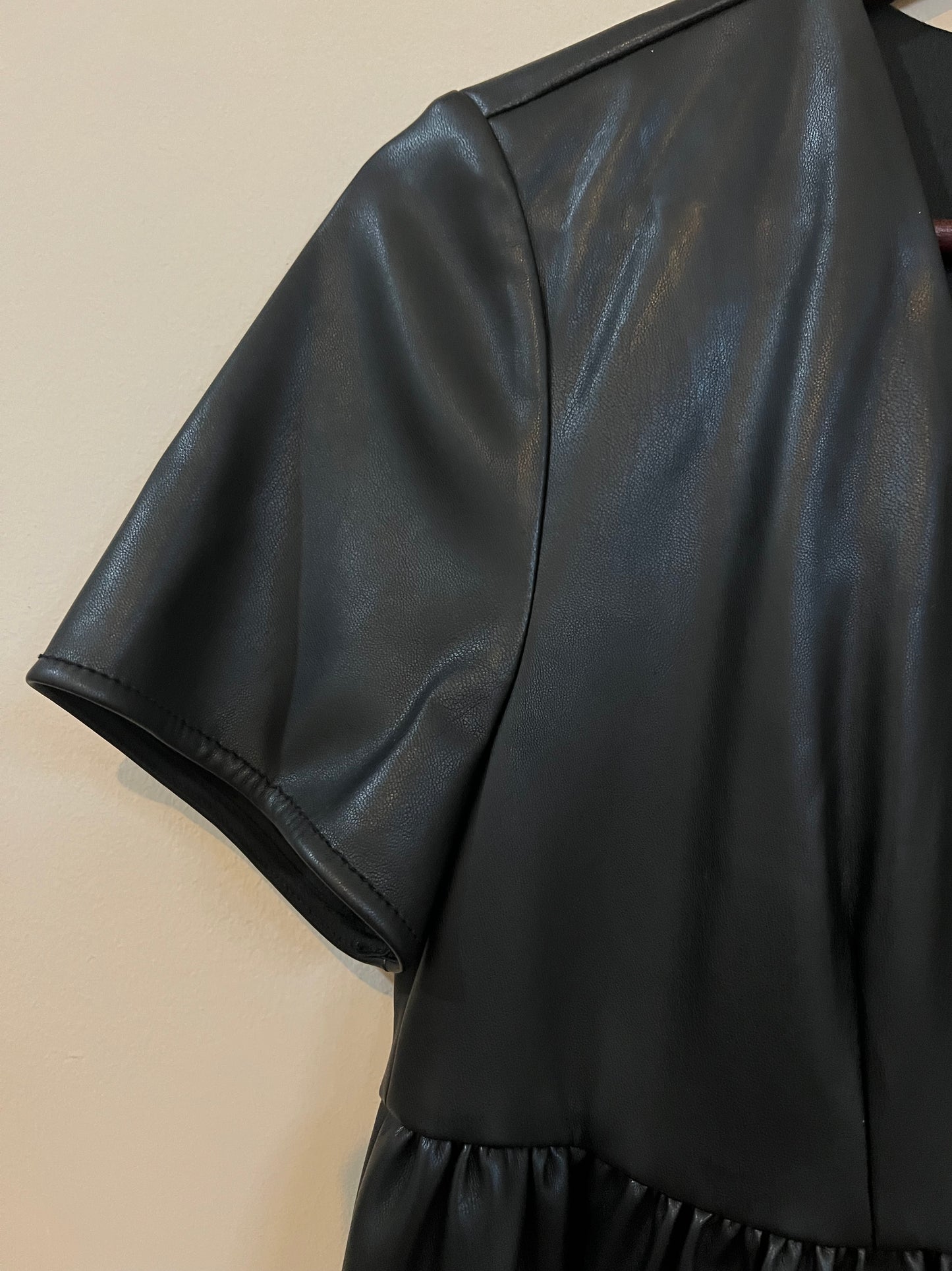 Staud Mini Cocoon Vegan Leather Dress (Black)