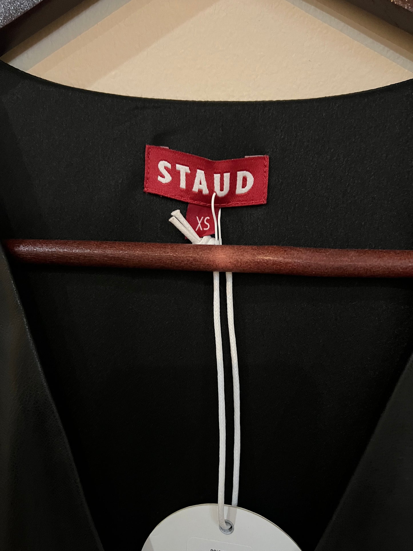 Staud Mini Cocoon Vegan Leather Dress (Black)