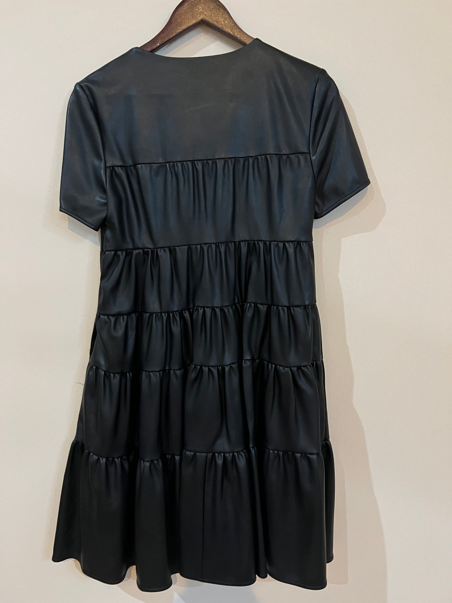 Staud Mini Cocoon Vegan Leather Dress (Black)