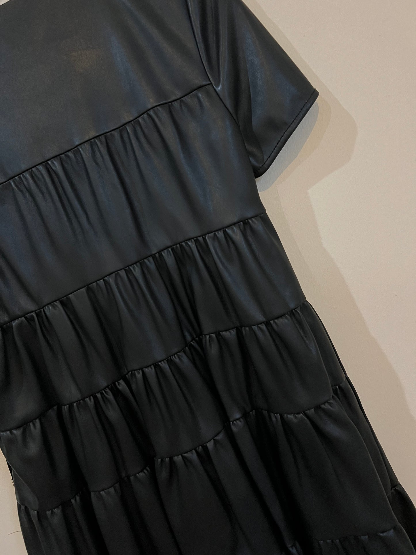 Staud Mini Cocoon Vegan Leather Dress (Black)