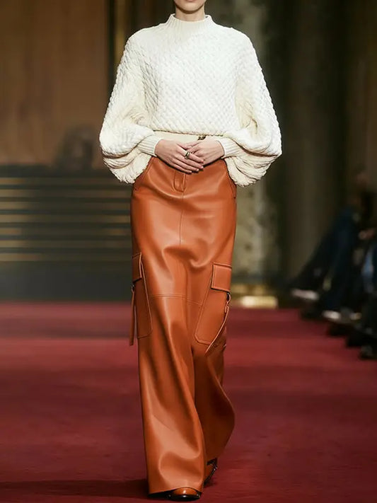 Column Cargo Skirt (Faux Leather)