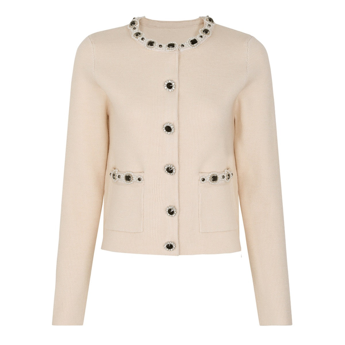 Beaded Knit Cardigan and Skirt Set (2 Colors)