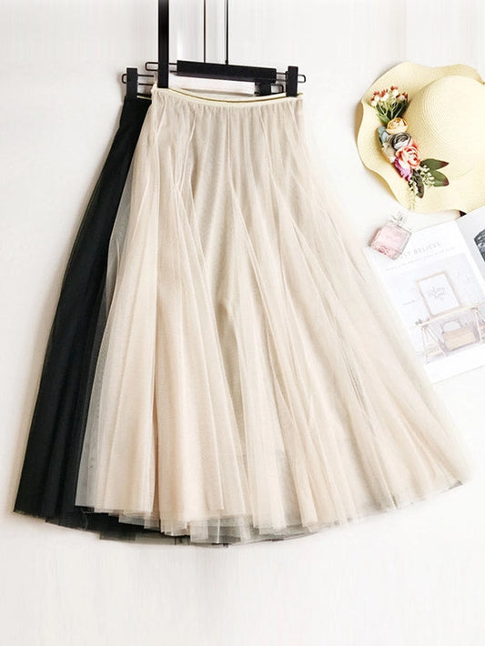 Elastic Waist Mesh Skirt (2 Colors)