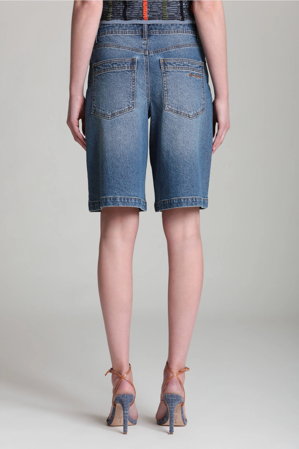 Drawstring Mid-Rise Denim Short