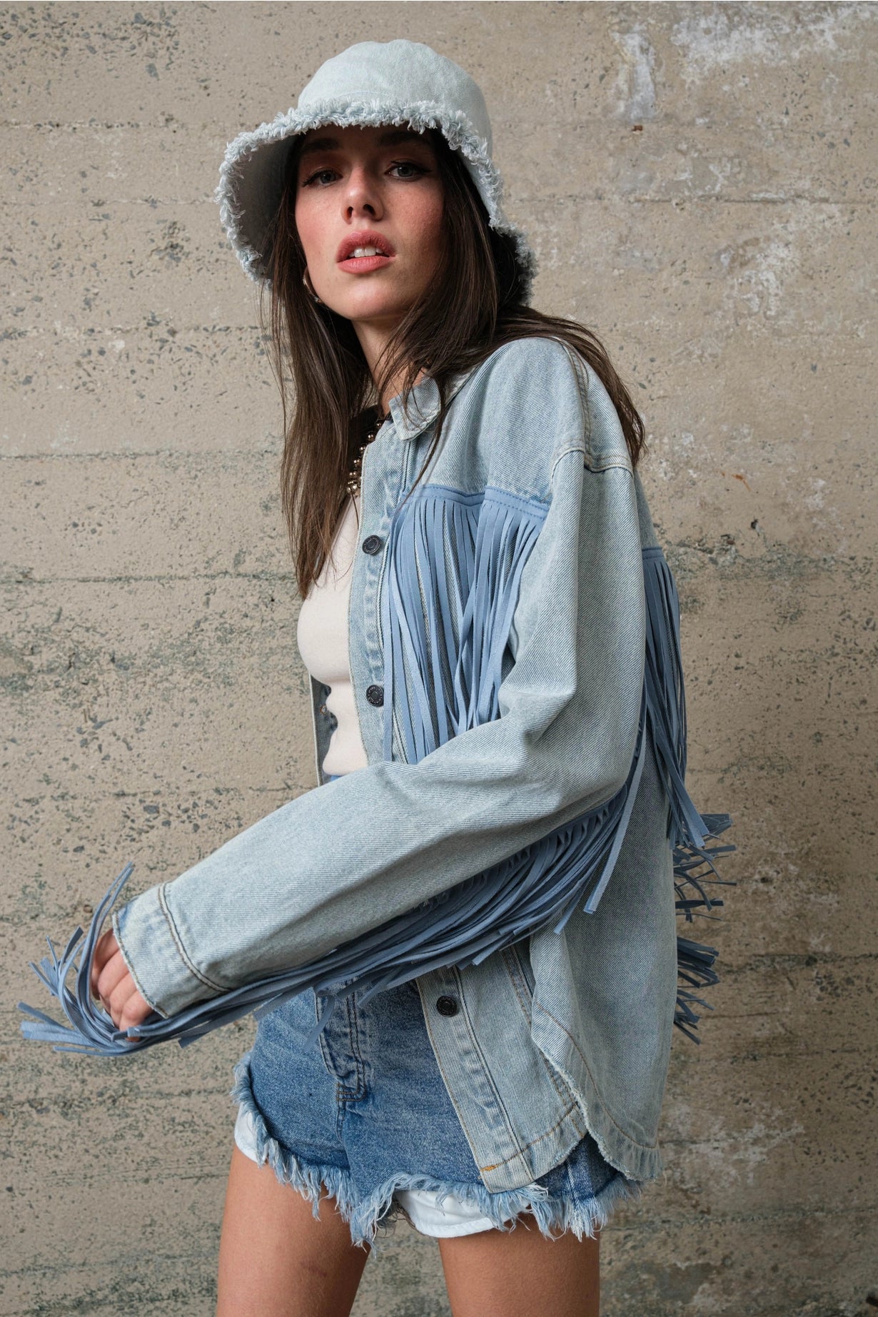 Denim Fringe Jacket