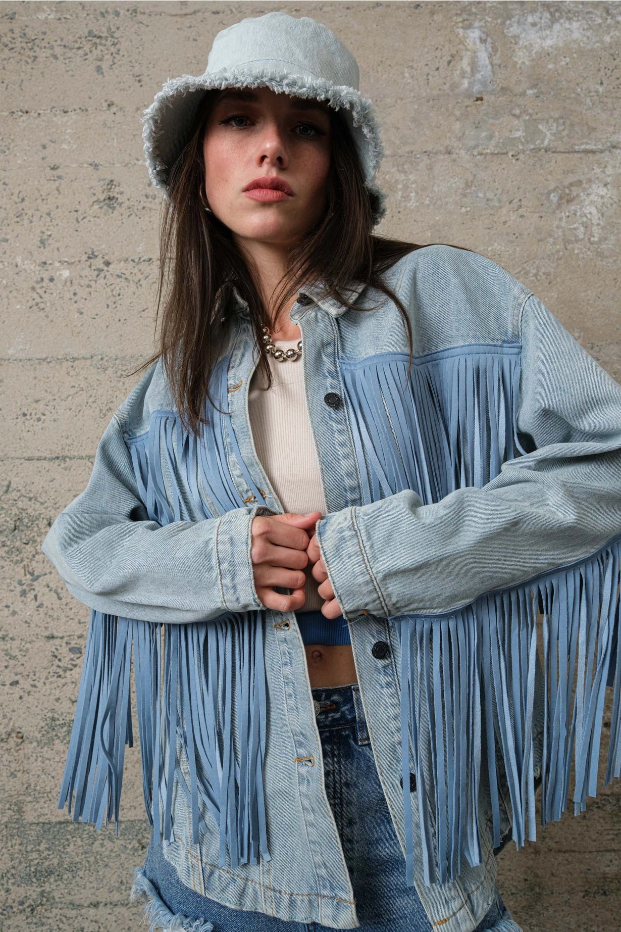 Denim Fringe Jacket