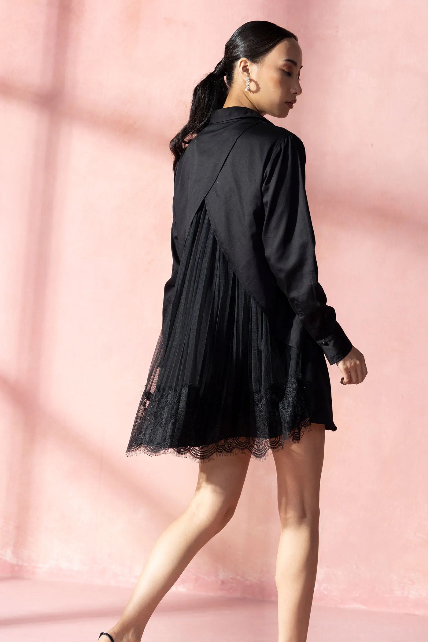 Ella Shirt Dress w/Lace Detail