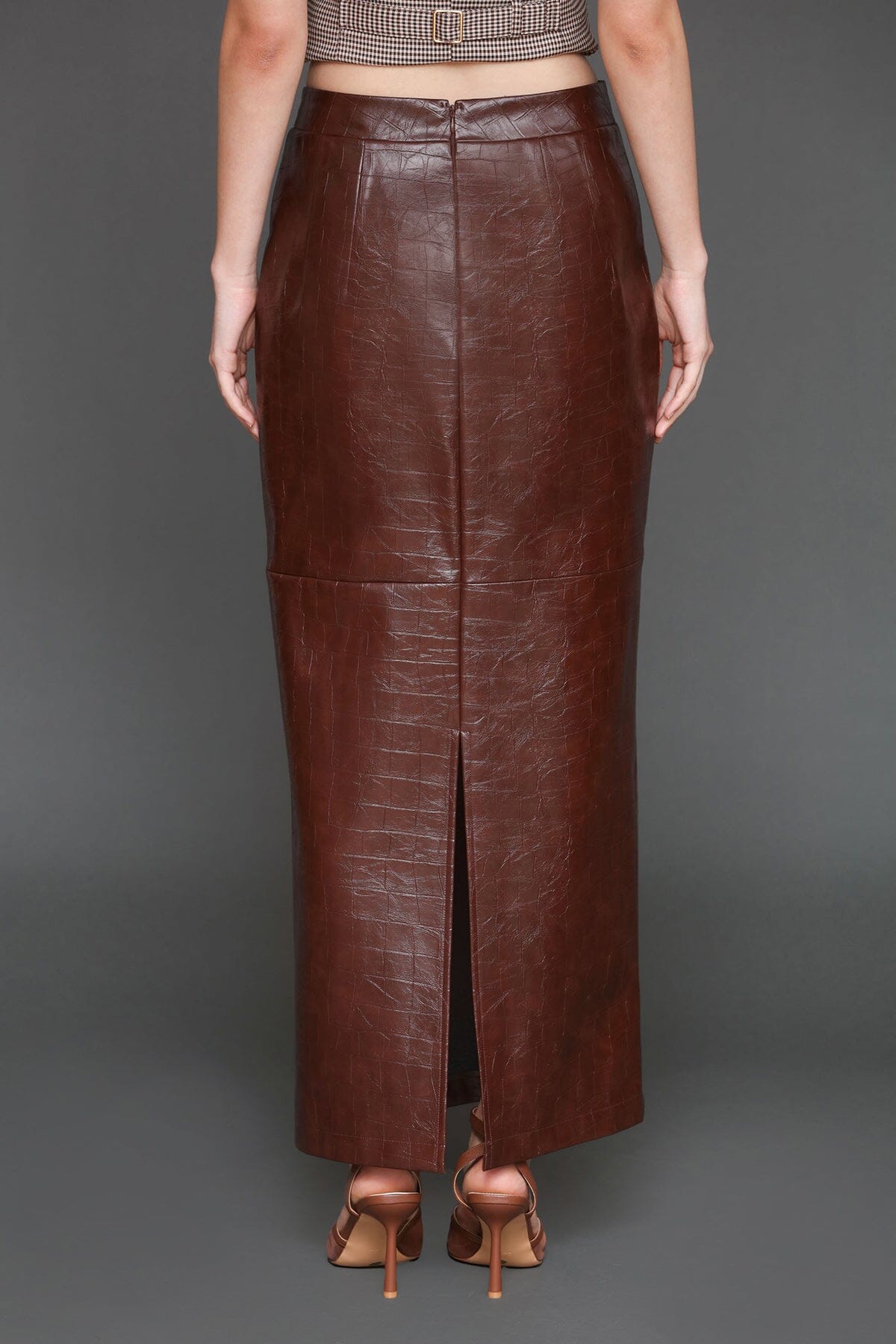 Equestrian Faux Croc Maxi Skirt