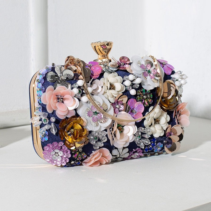 Hand-Beaded Floral Evening Clutch