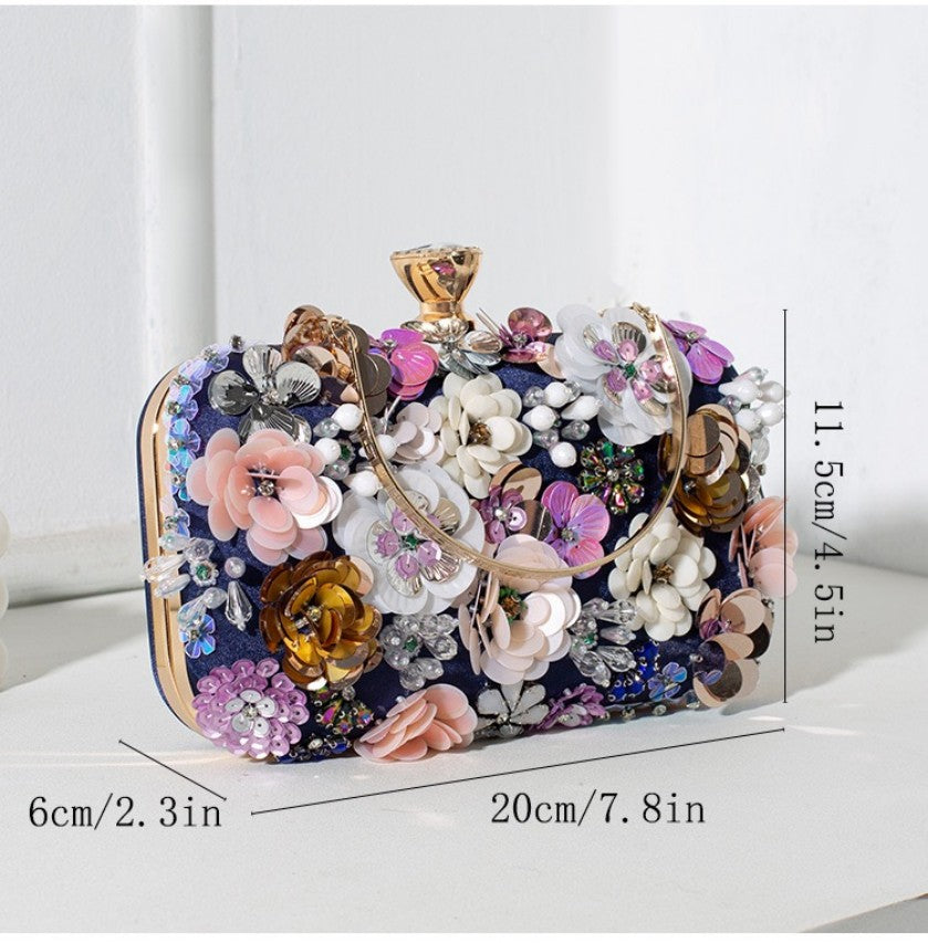 Hand-Beaded Floral Evening Clutch