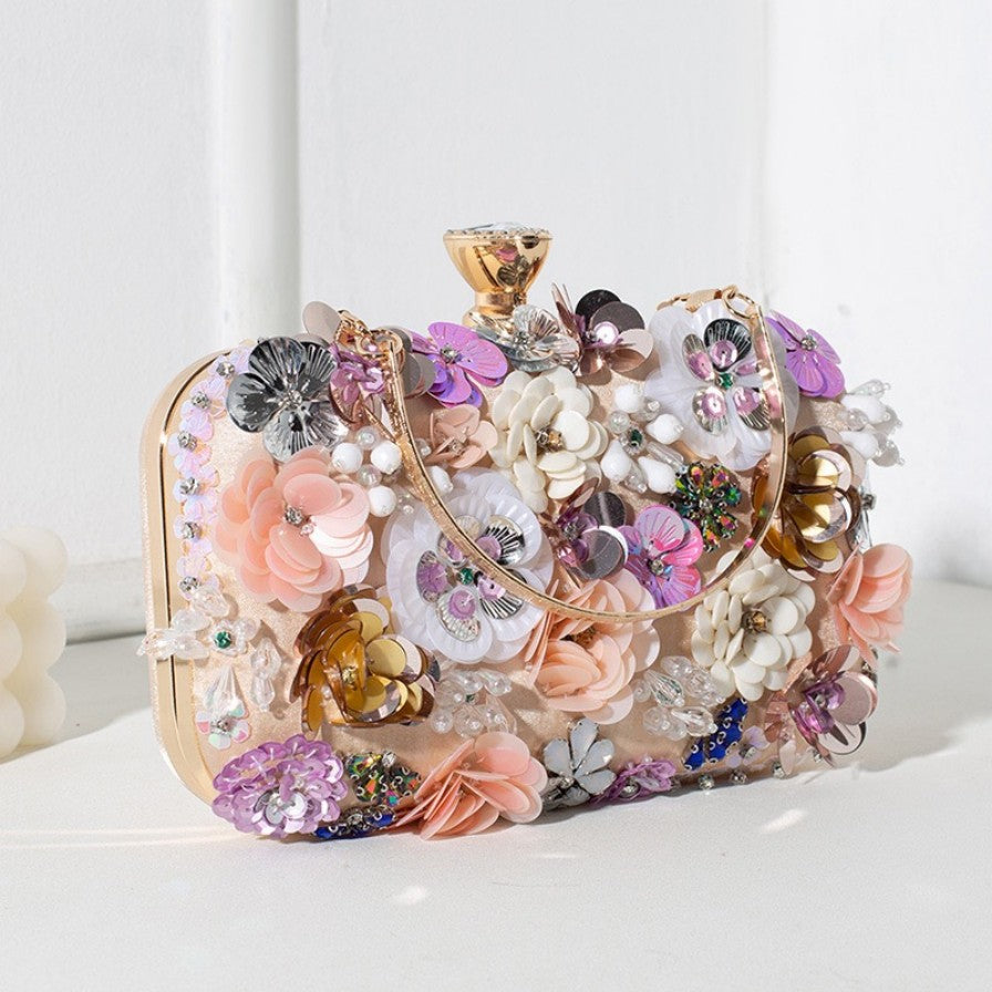 Hand-Beaded Floral Evening Clutch