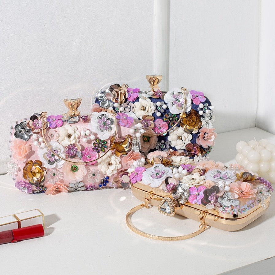 Hand-Beaded Floral Evening Clutch