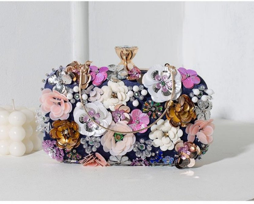 Hand-Beaded Floral Evening Clutch