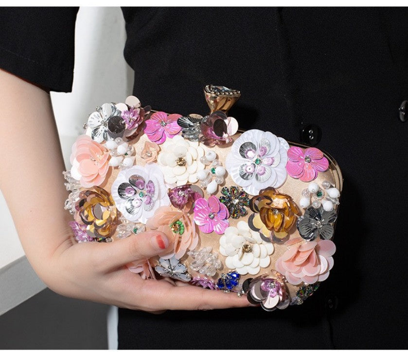 Hand-Beaded Floral Evening Clutch