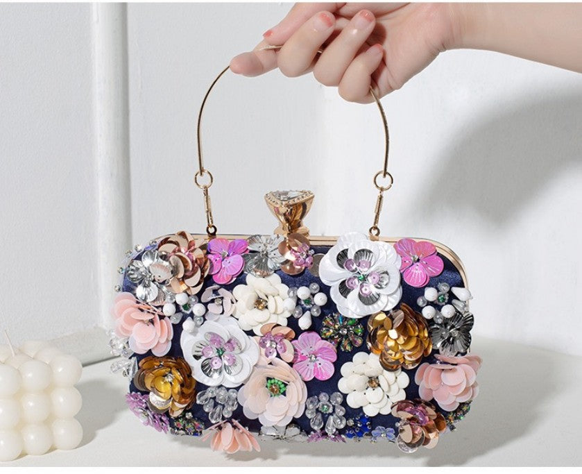 Hand-Beaded Floral Evening Clutch