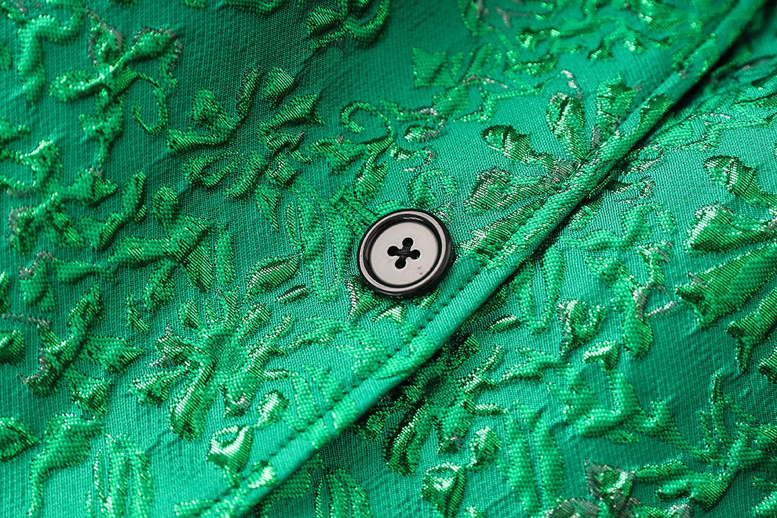 Elegant Green Jacquard Pantsuit