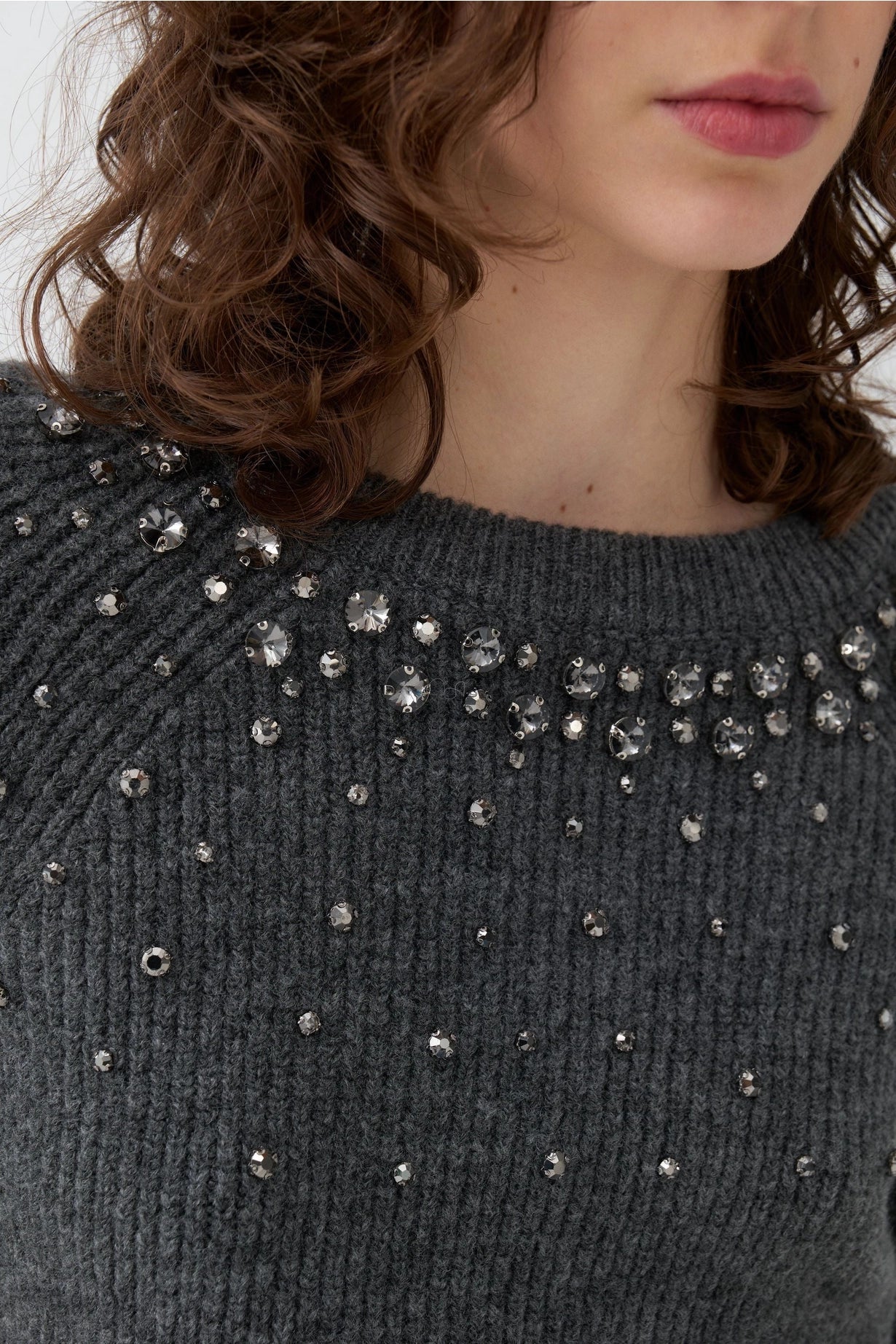 Embellished Crop Sweater