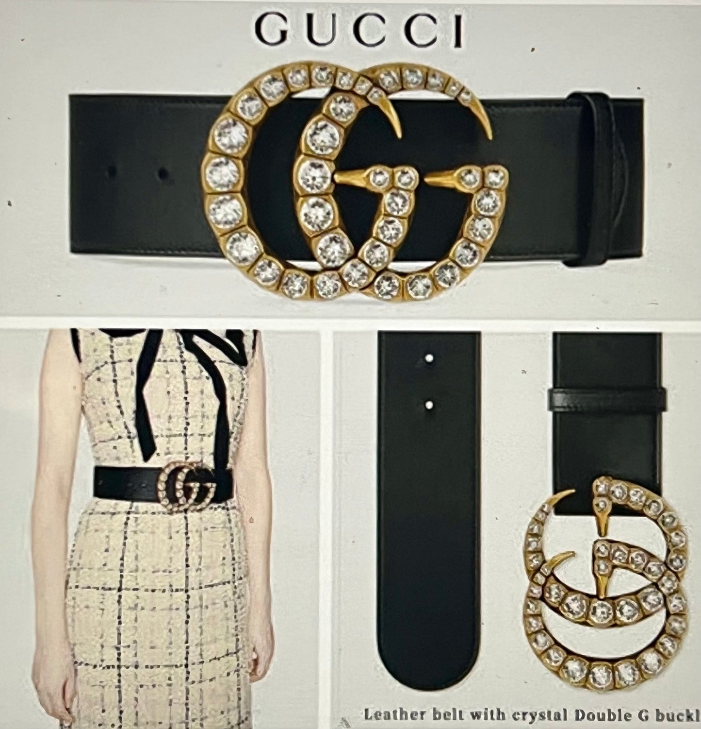 Gucci Crystal Large Double G Buckle Belt