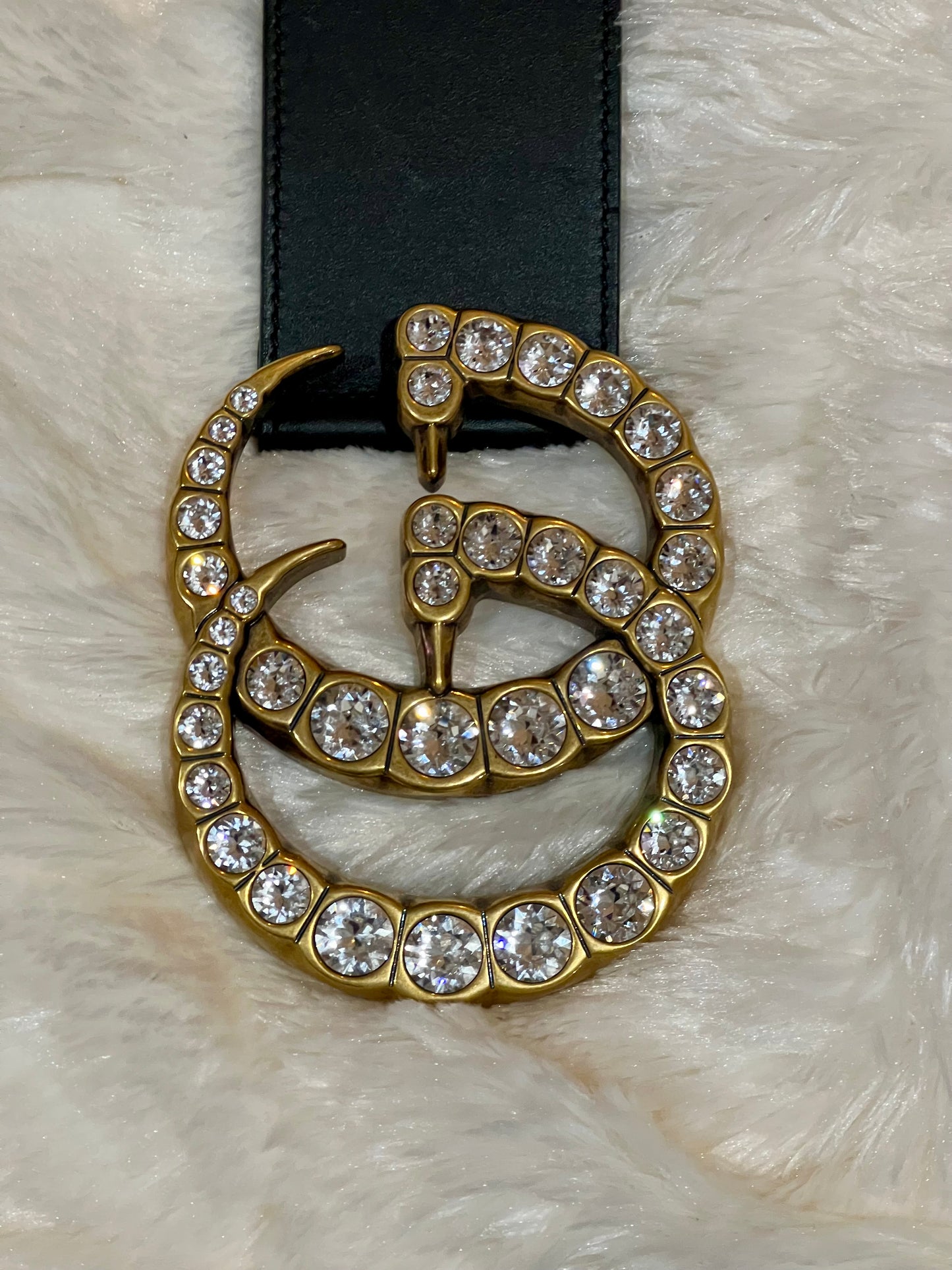 Gucci Crystal Large Double G Buckle Belt