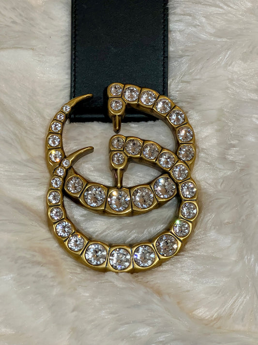 Gucci Crystal Large Double G Buckle Belt