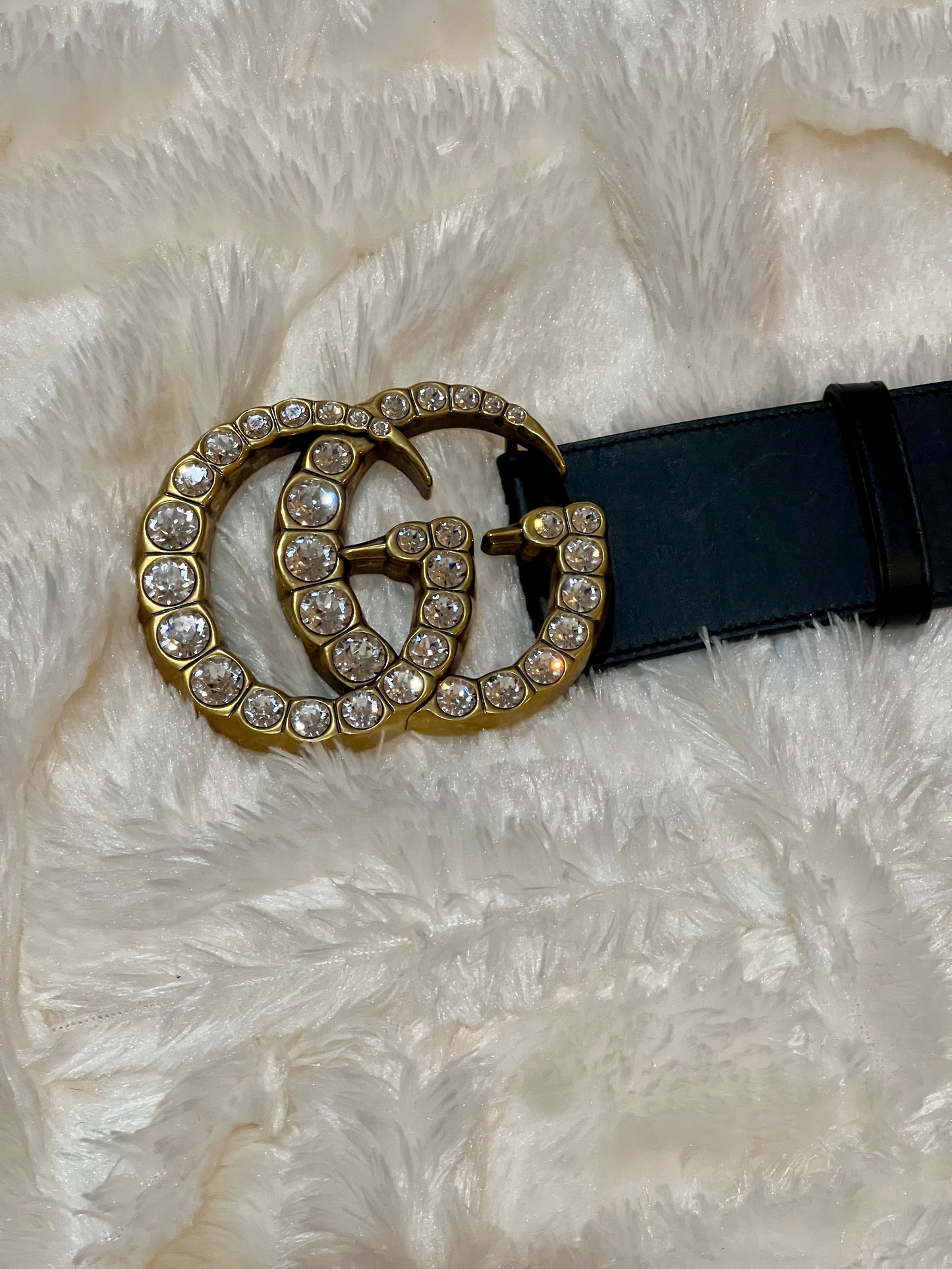 Gucci Crystal Large Double G Buckle Belt