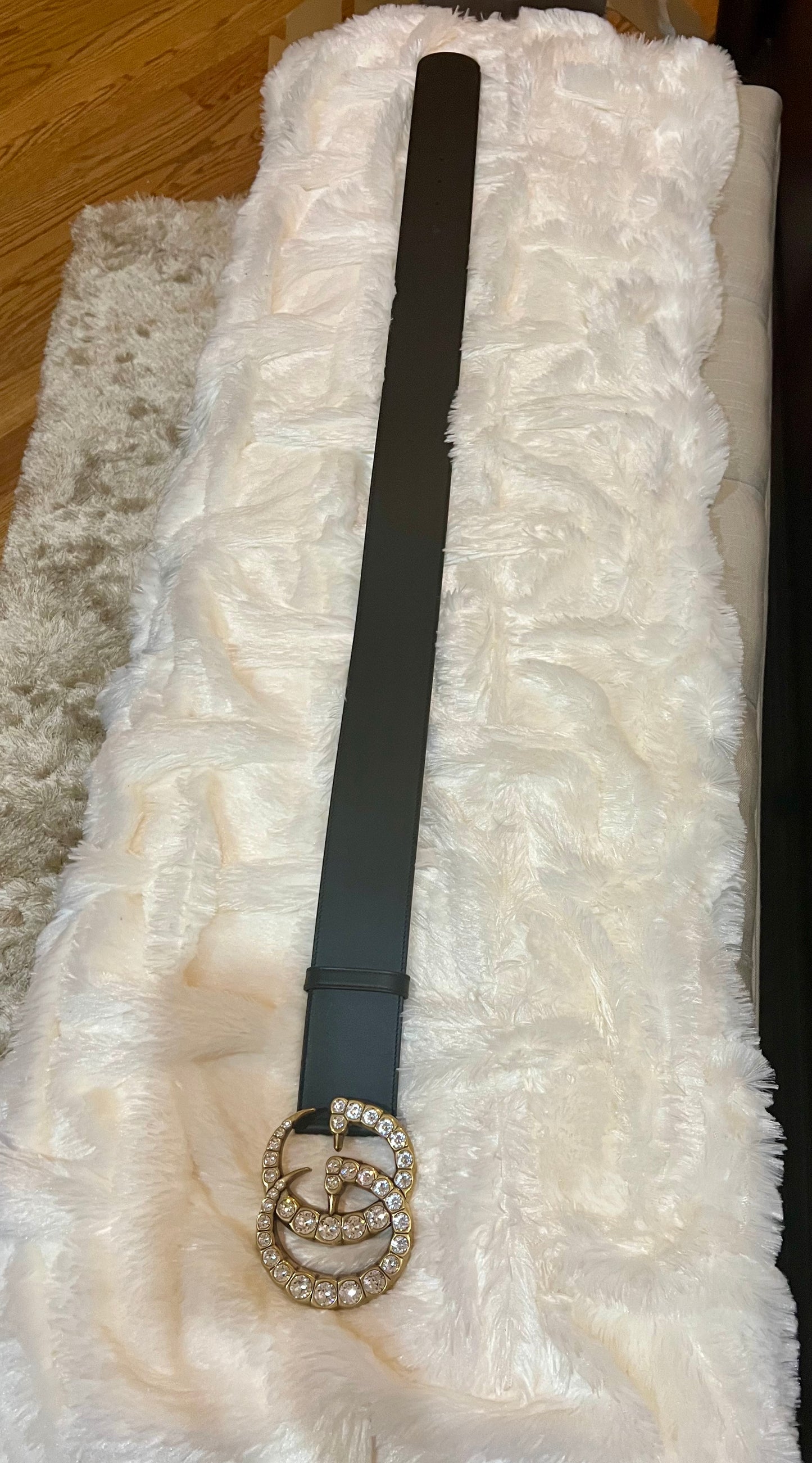 Gucci Crystal Large Double G Buckle Belt