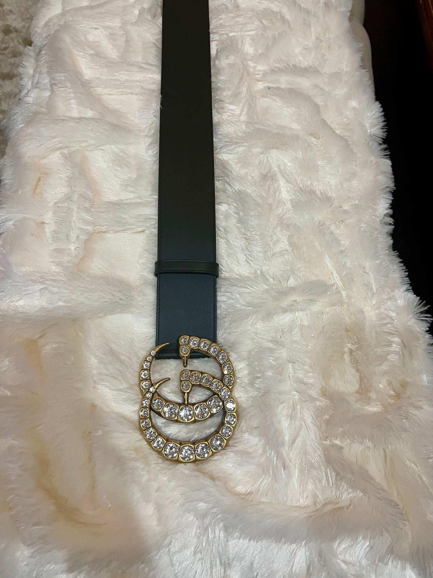 Gucci Crystal Large Double G Buckle Belt