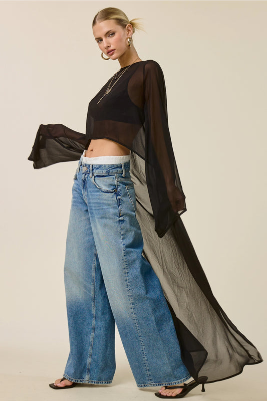 Sheer Long Sleeve Maxi Top