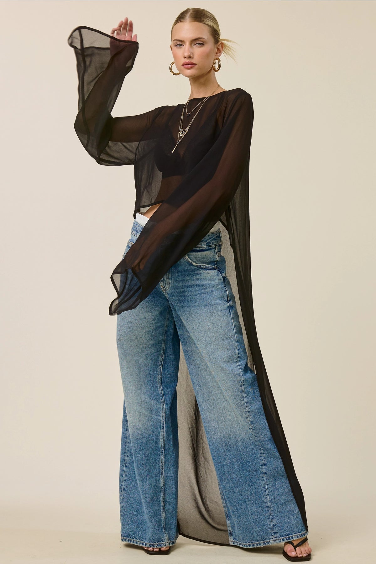 Sheer Long Sleeve Maxi Top