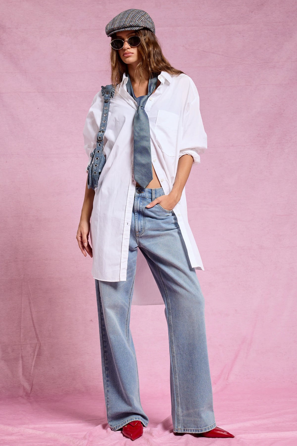 Mid Rise Wide Leg Denim Jeans