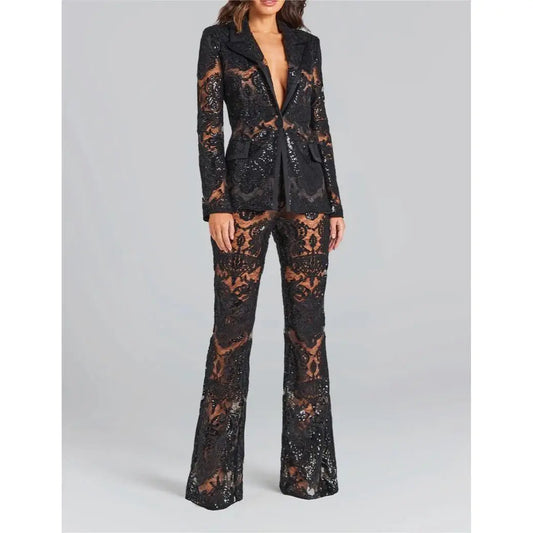 Sequin and Lace Power Suit