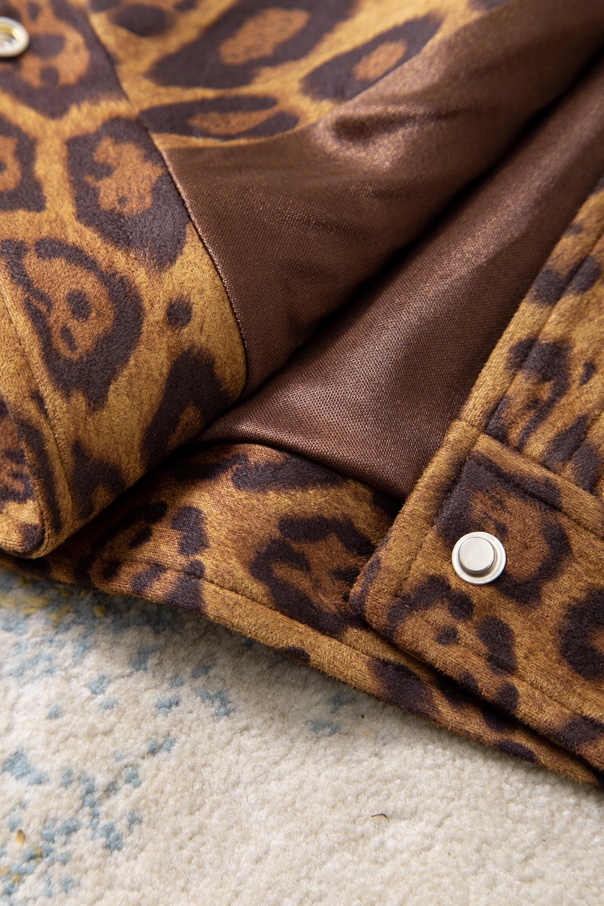 Leopard Print Faux Suede Cropped Jacket