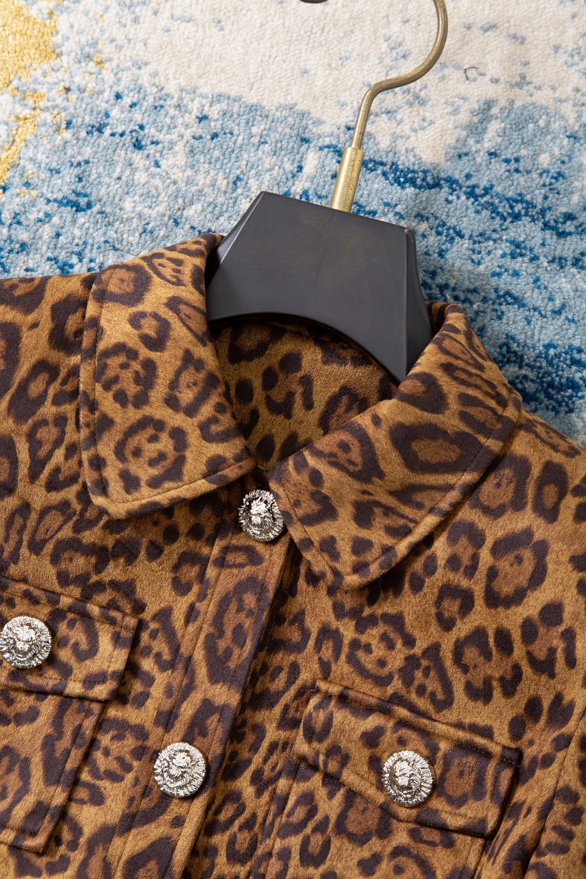 Leopard Print Faux Suede Cropped Jacket