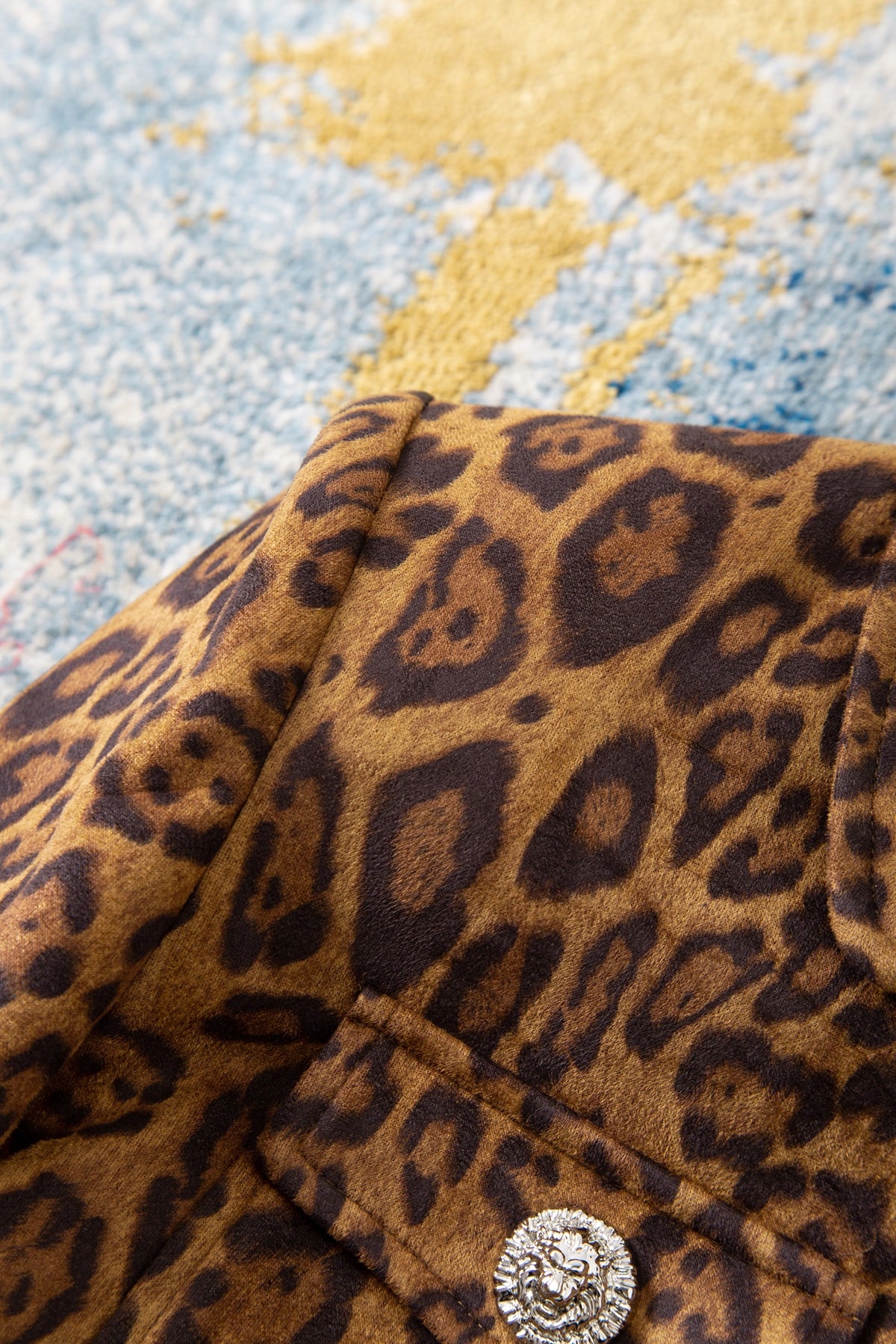 Leopard Print Faux Suede Cropped Jacket