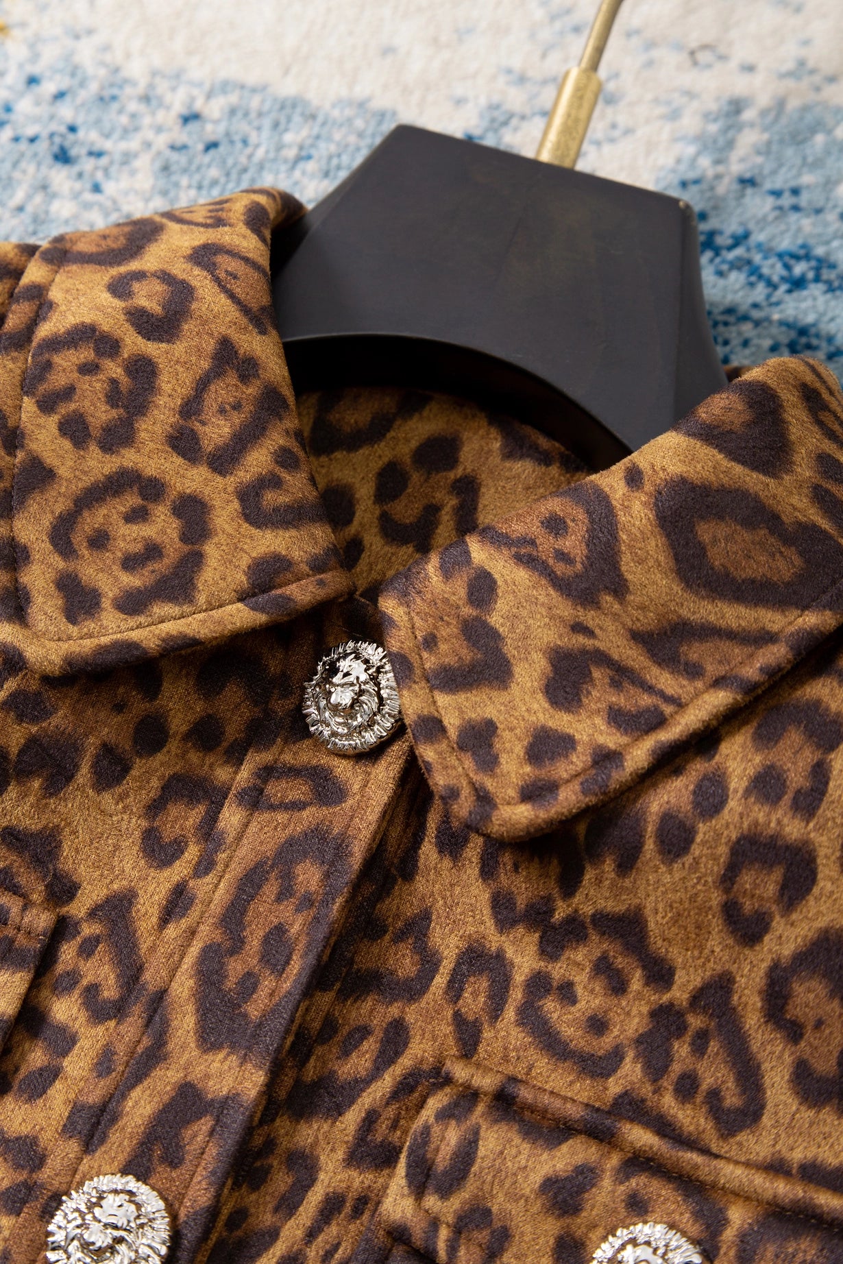 Leopard Print Faux Suede Cropped Jacket