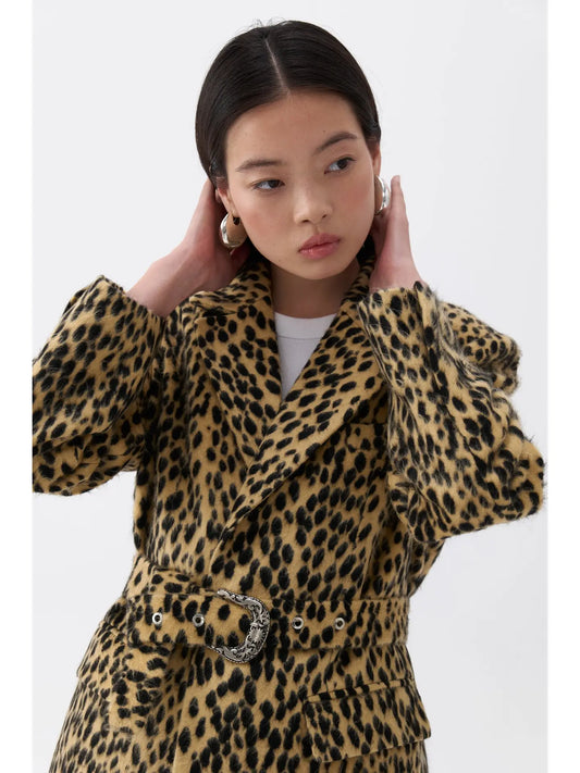 Leopard Jacket w/Self Belt