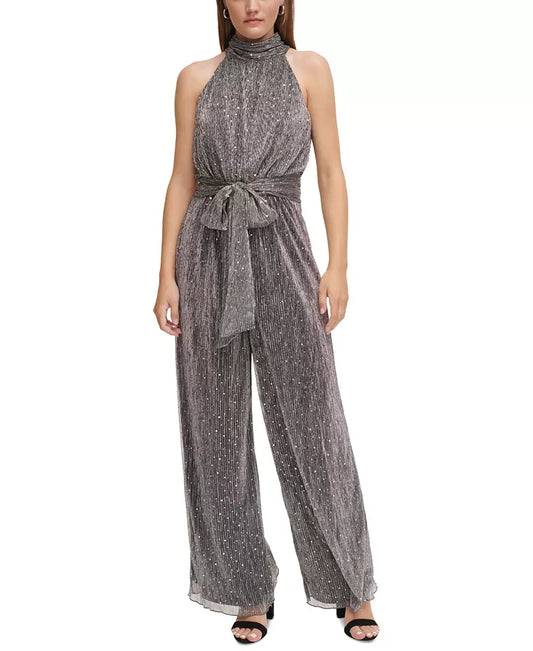 Metallic Tie-Waist Jumpsuit