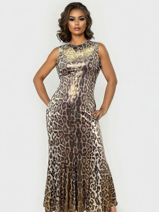 Metallic Shimmer Safari Maxi Dress (Plus Sizes Available)