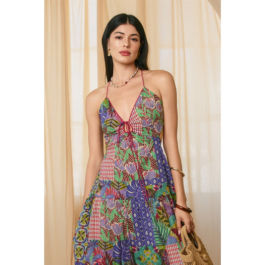 Lagoon Bloom Tie Detail Maxi Dress