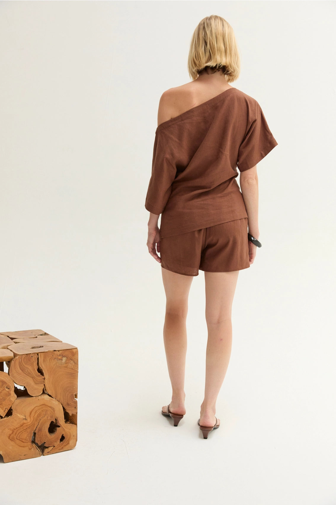 Elana Linen Blend One Shoulder Top - Imported