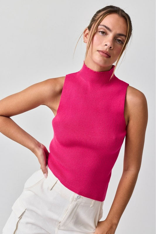 Allison Mock Neck Asymmetric Knit Top