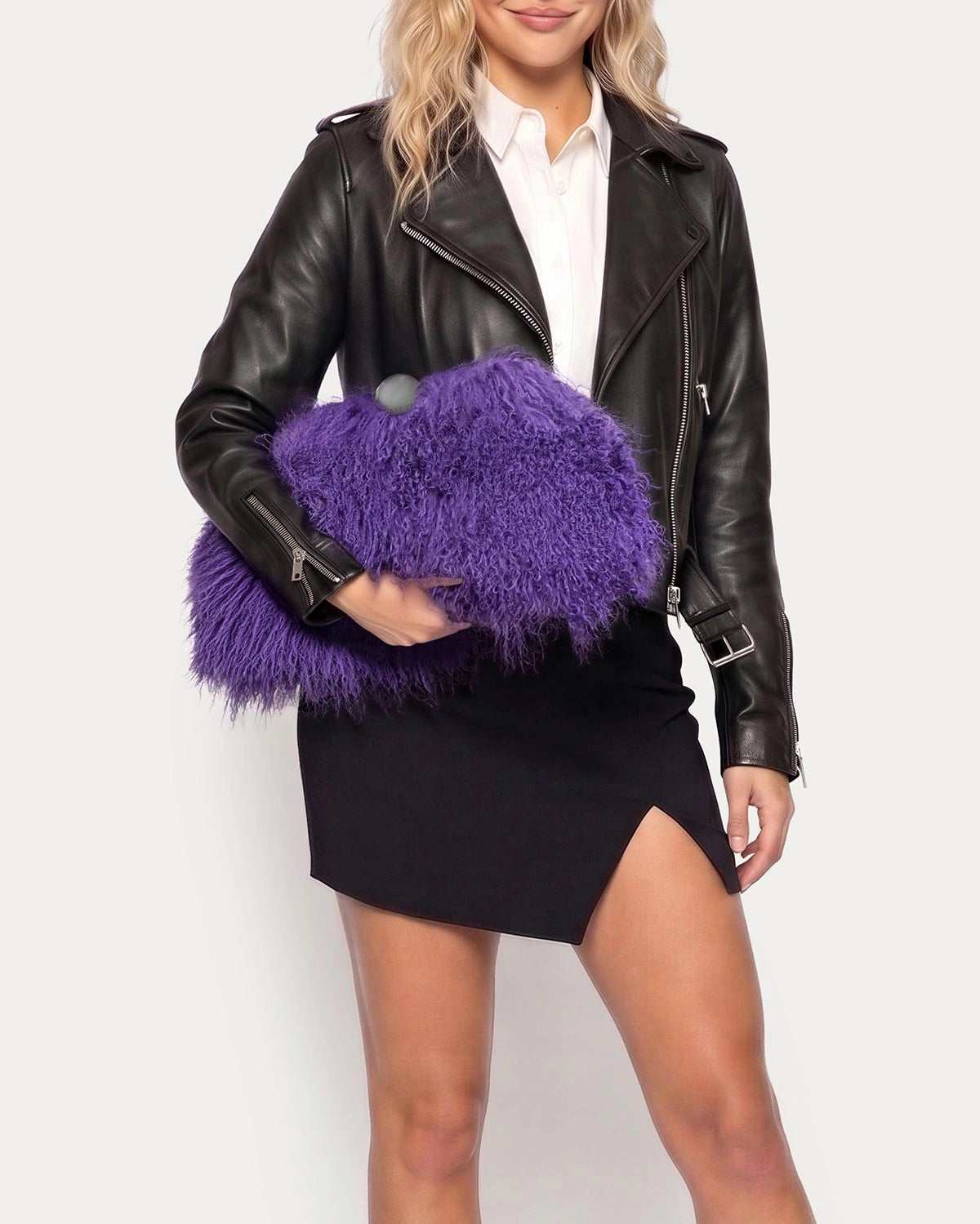 Full Circle XL Genuine Fur/Leather Clutch